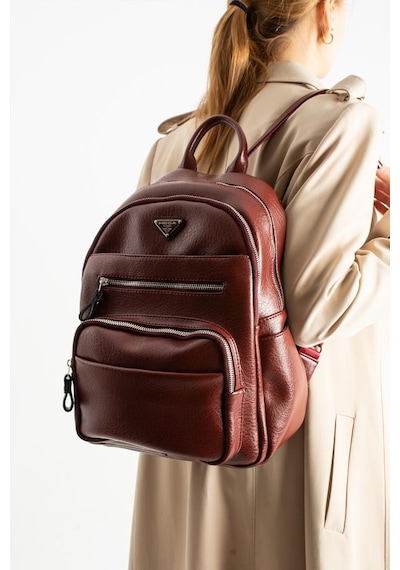 Baginn Vegan Deri Kadın Sırt Çantası 35 25 Cm Yağmur İtici Kumaş Mega Bag Günlük Kullanıma Uygun Bordo