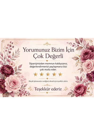 Çiçek Desenli 100 Adet 8x5 Cm 200 Gr Küçük İşletme Teşekkür Kartı