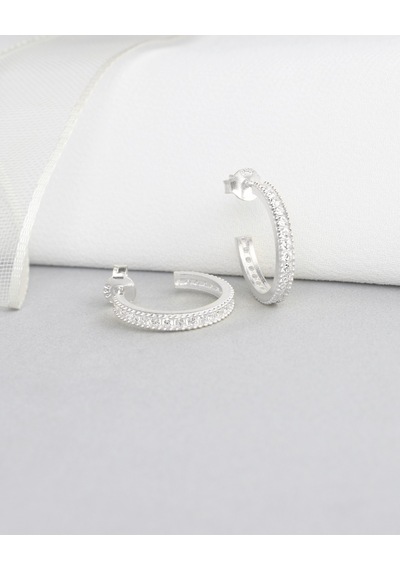 Brezza Lusso Jewelry Tamtur Işıltı Dizilim Night Kadın Gümüş Küpe 18 Mm