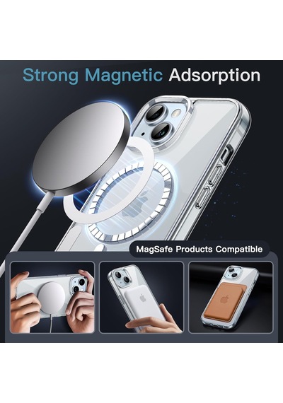 Apple Uyumlu iPhone 15 Pro Max Kılıf Magsafe Özellikli Darbe Emici Şeffaf