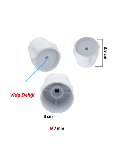 Vidalı 7 Mm - 5 Adet Radyatör Vanası Başlığı - Geniş Tip Petek Va