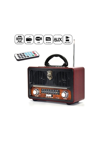 Şarjlı Nostaljik Retro Radyo Sd Kart Usb Bluetooth Fm Radyolu Taşınabilir Kablosuz Hoparlör M-111bt