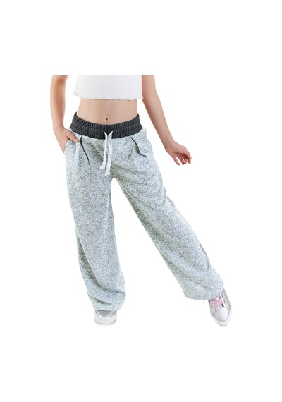 Denokids Kız Çocuk Yumoş Gri Pantolon Renkli