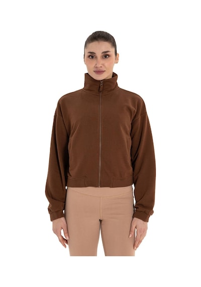 Inguz Dik Yaka Fermuarlı Sweatshirt Kahverengi