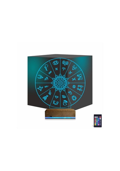Luvivia Astroloji Burç Lotus 3d Lamba - Masa Gece Lambası Şeffaf
