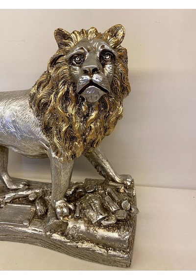 Doremcy Dekoratif Tablalı Aslan Biblo Gümüş