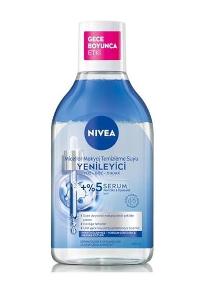 Nıvea Micellar Yenileyici Makyaj Temizleme Suyu 400 Ml,suya Dayanıklı Makyajı Çıkarır,ovalaa Gerektirmez, Serum İçerikli,pantenol