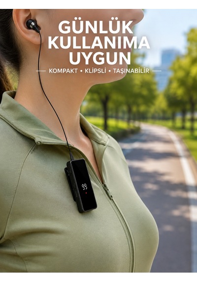 Taşınabilir Bluetooth Kulaklık Dijital Göstergeli Klipsli Tek Kulaklıklı Kompakt Cihaz - Lisinya Standart