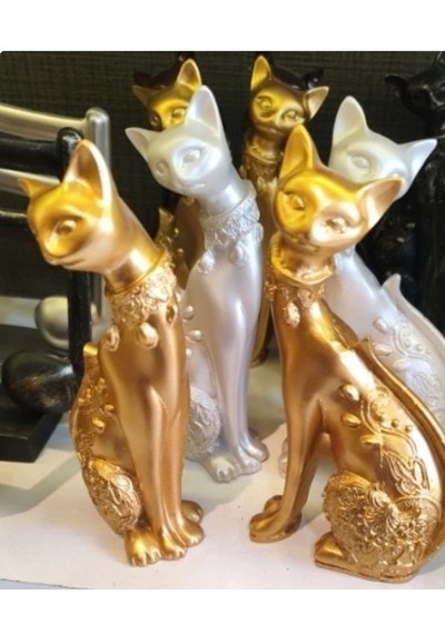 13 Cm-18 Cm Ebatlarda Kırılmaz Polyestr2li Beyaz Renk Kedi Biblo
