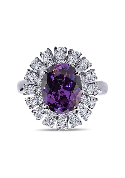 Lova Pırlantalı Oval Ametist Yüzük - 1030163