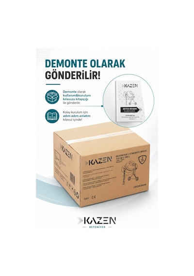 Kazen 180 Litre - Orta Boy Betoniyer Beton Mikser Beton Harç Yem Tohum Karma Makinesi - 3. Nesil