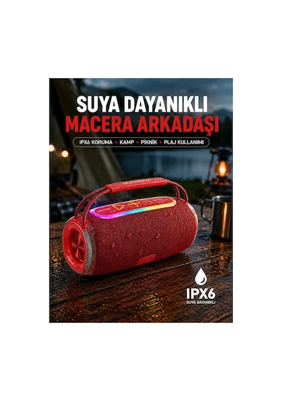 20w Kablosuz Bluetooth Hoparlör Rgb Işık Efektli Usb/sd/aux Destekli Standart