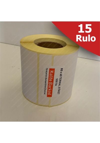 80X60 Termal Etiket 15 Rulo Barkod Etiket Kalite Barkod