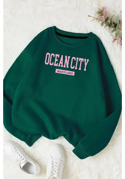 Startmore Ocean Cıty Bisiklet Yaka Sweatshırt 3-12 Yaş Arası Mevcuttur Yeşil
