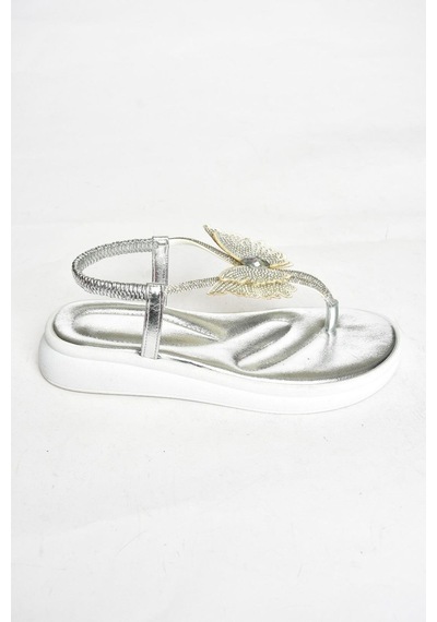 Fox Shoes S404086009 Gümüş Parmak Arası Kadın Sandalet Gümüş