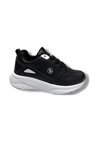 Queen Step 2105-26 Cilt Deri Anatomik Kadın Sneaker Siyah Beyaz 36-40 Siyah