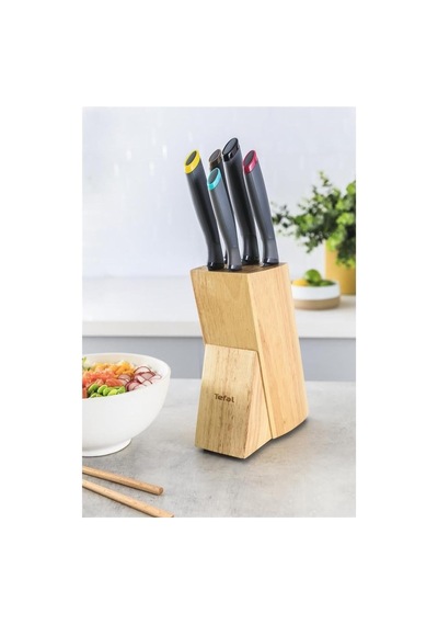 Tefal Fresh Kitchen Ahşap Bloklu 5 Parça Bıçak Seti Çok Renkli