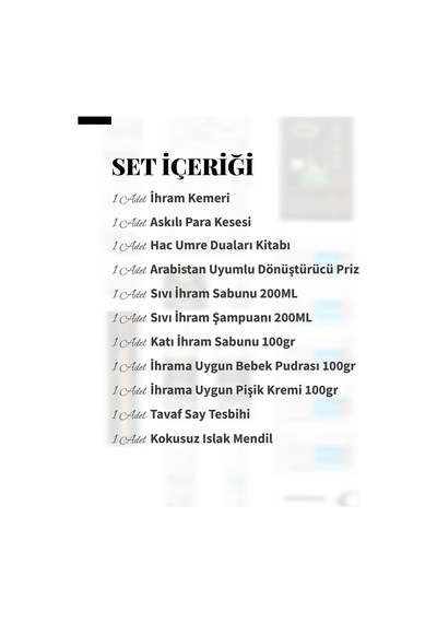 Hac Umre 12 Parça İhrama Uygun Kokusuz Hijyen Ve İhtiyaç Seti