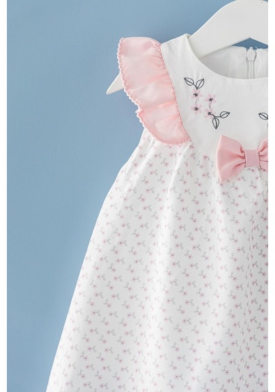 Babymod Kız Bebek Elbise Çiçek Desenli Fiyonklu Bebek Elbise 001