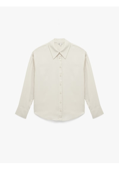 Koton Uzun Kollu Oversize Gömlek Ekru 6wak60052ew