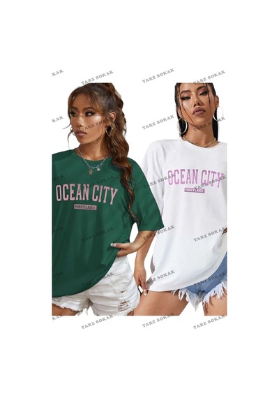 Startmore Ocean Cıty Baskılı Oversize Unisex Beyaz