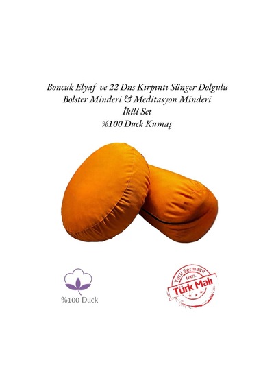 Remege Meditasyon Minderi & Bolster Minderi İkili Set Turuncu Tr3