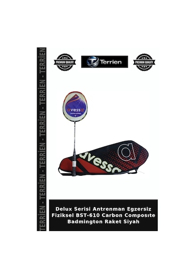 Delux Serisi Antrenman Egzersiz Fiziksel Bst-610 Carbon Composıte Badmington Raket Siyah