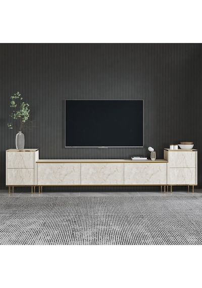 İmaj Tv Ünitesi Ve Komodin Set Traverten/gold, Oturma Odası Set, Tv Sehpası - Traverten Traverten İmaj Tv Ünitesi Ve Komodin Set Traverten/gold, Oturma Odası Set, Tv Sehpası - Traverten Traverten