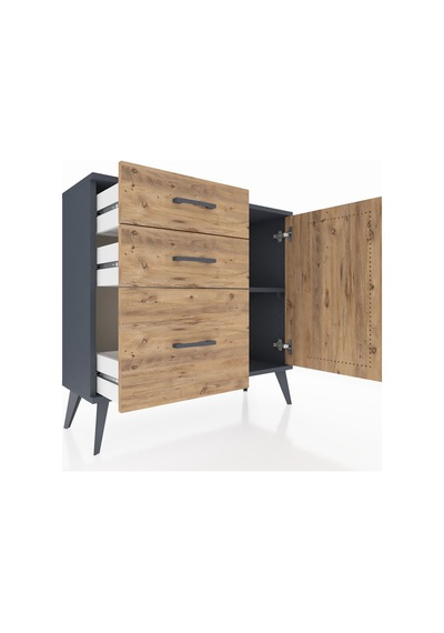 Arges Şifonyer Tek Raflı 3 Çekmeceli Tek Kapaklı 88x30x80 Antrasit-çam Çam Arges Şifonyer Tek Raflı 3 Çekmeceli Tek Kapaklı 88x30x80 Antrasit-çam Çam