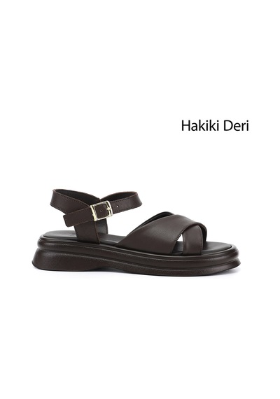 Gönderi(R) Gönderi R Kadın Kahve Antik Tokalı Bantlı Hakiki Deri Sandalet Dyza75645262 Kahverengi