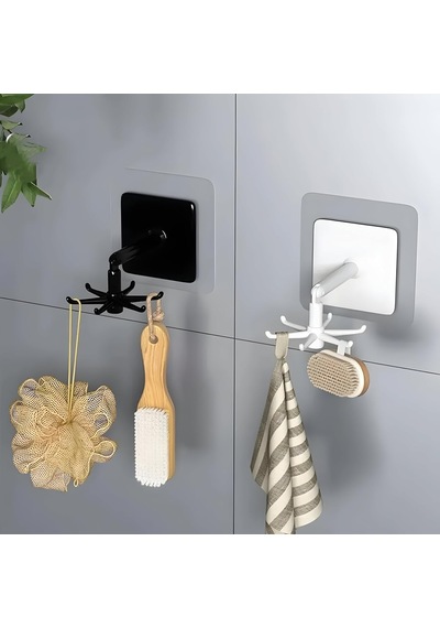 1 Adet 6 Kancalı 360 Döner Yapıştırmalı Askılık - Mutfak Ve Banyo Organizeri, Kepçe, Havlu, Lif Ask Sku: Smg8690010179586 100