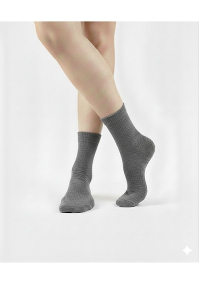 Ozzy Socks Kadın 4 Çift Bambu Lastiksiz Sıkmayan Diabetik Bilek Çorap Antrasit