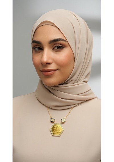 Altıgen Maşallah Kolye Çelik Altın Kaplama, Şık Ve Manevi Takı, Nazar Koruyucu Aksesuar Altın