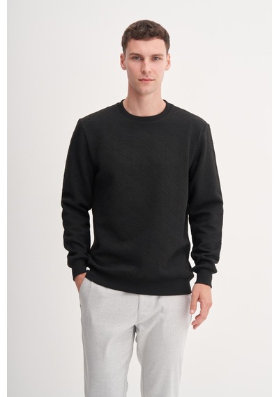 Cazador 53410 Erkek Bisiklet Yaka Sweatshirt Siyah