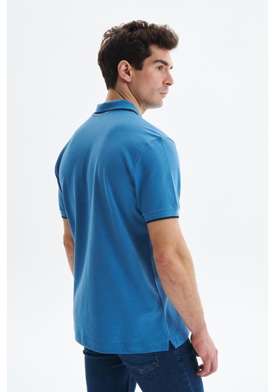 AR-MA Arma Erkek Regular Fit Basic % 100 Pamuk Pike Polo Yaka Tişört Y29374353902 Mavi