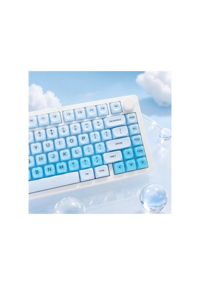 Leaven 128 Tuş Pbt Keycap Seti - Retro Yuvarlak Moa Profil Cherry Mx Uyumlu Klavye Tuşları - Mavi