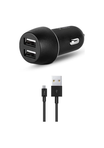 Smartcharger Duo 3.1a Araç Şarj Aleti Çift Usb + Micro Usb Kablo Siyah