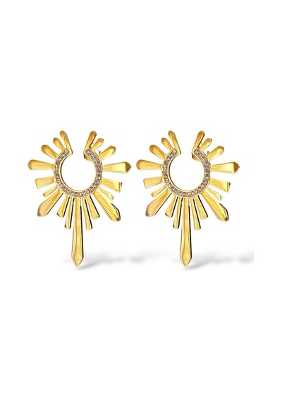 Glowy Aksesuar Taşlı Güneş Çelik Küpe Gold