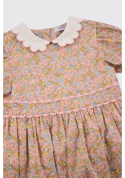 Panço Liberty Kumaş Çiçek Desenli Kız Bebek Elbise 5611gb26007 Pembe