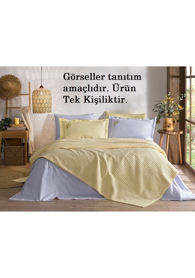 Özdilek Rf Waffle -gold Gri- Tek Kişilik Nakışlı Pike Takımı