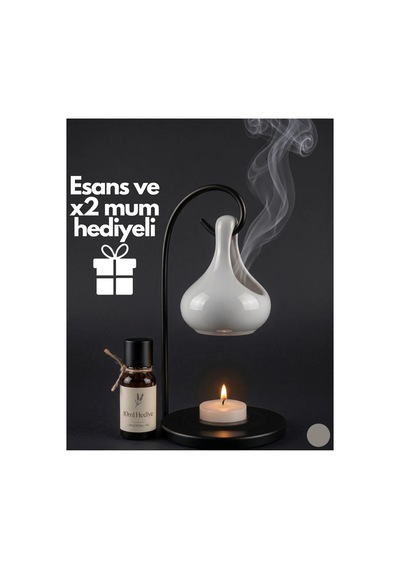 Modern Damla Tasarımlı Seramik Buhurdanlık Seti Askılı Hediye Uçucu Yağ Ve Mum İlaveli