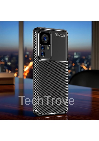 Xiaomi Mi 12t Pro Kılıf Kamera Korumalı Darbe Emici Karbon Fiber Desenli Renk Atmaz Silikon Kapak