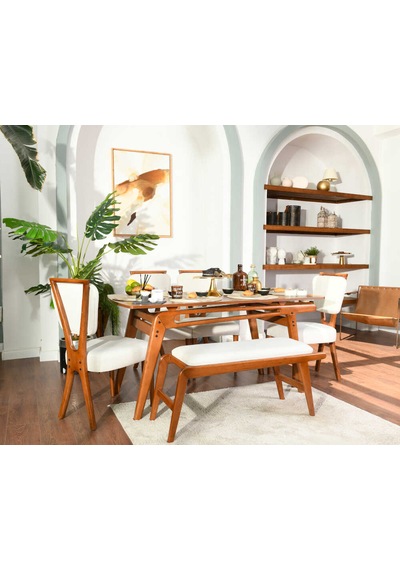 Palace El İşçiliği Gürgen İskelet Mutfak&salon Masa Sandalye Takımı Açık Bej