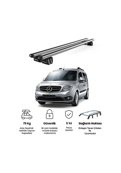 Pençe Mercedes-benz Citan Ara Atkı 2012-2021 Uyumlu Gri Ara Atkı Port Bagaj Tavan Barı