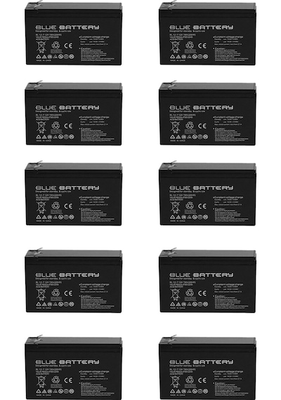10 Adet Blue Battery 12v 7ah Bakımsız Kuru Akü 12 Volt 7 Amper Temmuz 2025 Üretim