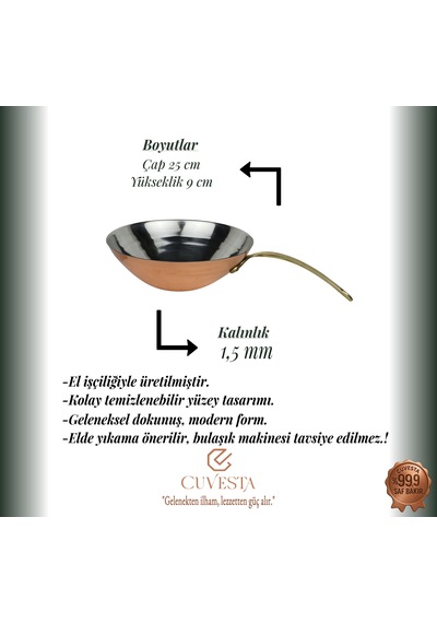 Cuvesta Şef Tipi Kalın 1.5mm Bakır Sote Sos Tavası 25 9cm