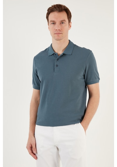 Buratti Pamuklu Regular Fit Düğmeli Polo Yaka 3'Lü Paket Erkek T Shirt 5902127S3 Petrol-Gri Melanj-Beyaz