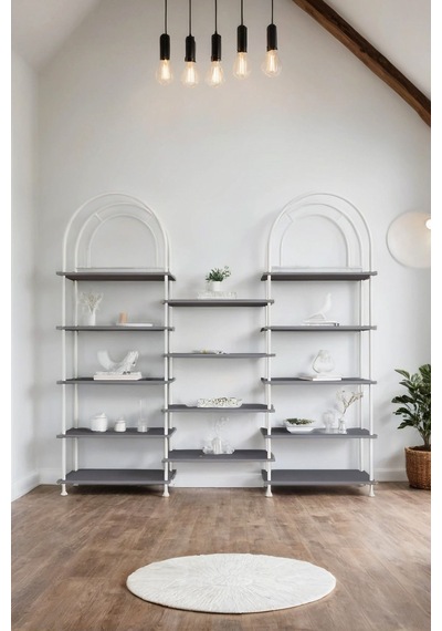 Çevir Kur Bohem Antrasit Kitaplık Çok Amaçlı Dekoratif Dolap & Raf 199x203x29 Antrasit