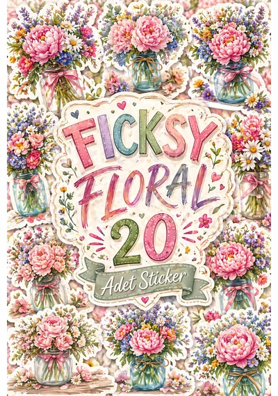 Çiçek Sticker Seti - 20 Adet Etiket Çıkartma Diğer