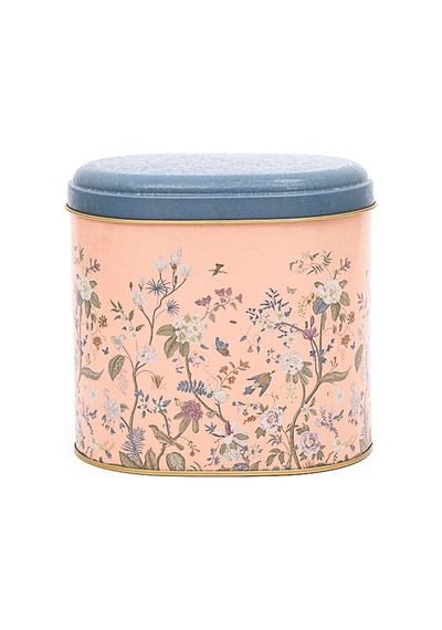 Botanica Pink Desenli Oval Metal Saklama Kabı 14 x 12 x 13 CM 1.4 L